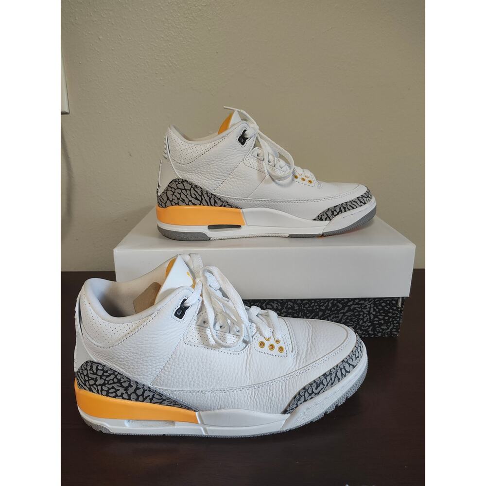 Air Jordan 3 Retro Laser White Orange Clean Shoe Size 6.5 With Box